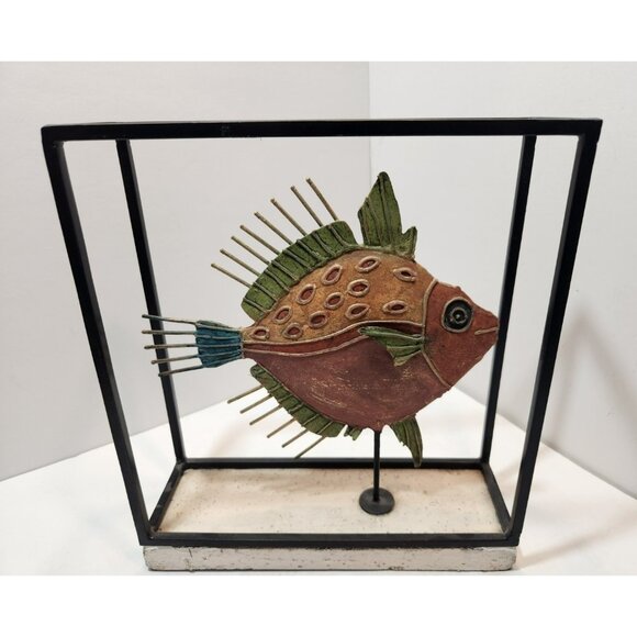 Art Studio Metal Bight Multicolor Tropical Oceanic John Fish In Display Stand - Picture 4 of 9